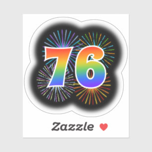 Sticker Fun Fireworks + Rainbow Motif "76" N° d'événement