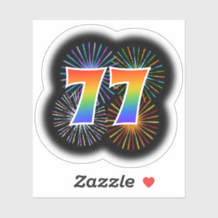 Sticker Fun Fireworks + Rainbow Motif "77" N° d'événeme