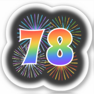 Sticker Fun Fireworks + Rainbow Motif "78" N° d'événement