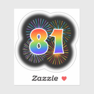 Sticker Fun Fireworks + Rainbow Motif "81" N° d'événement