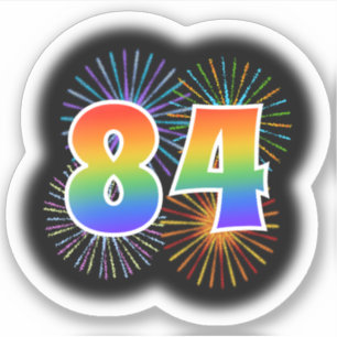 Sticker Fun Fireworks + Rainbow Motif "84" N° d'événement