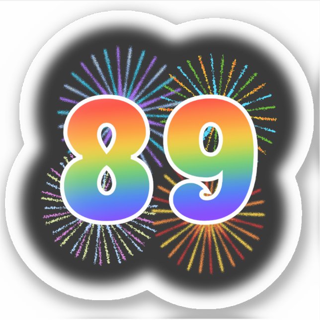 Sticker Fun Fireworks + Rainbow Motif "89" N° d'événement (Devant)