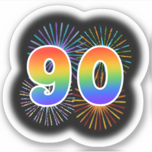 Sticker Fun Fireworks + Rainbow Motif "90" N° d'événeme