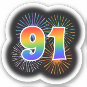 Sticker Fun Fireworks + Rainbow Motif "91" N° d'événement