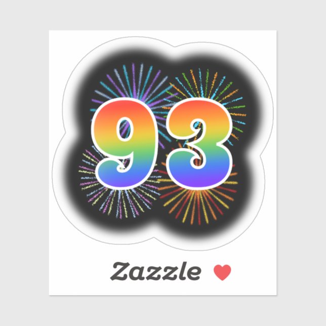Sticker Fun Fireworks + Rainbow Motif "93" N° d'événement (Feuille)