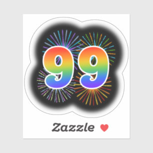 Sticker Fun Fireworks + Rainbow Motif "99" N° d'événement