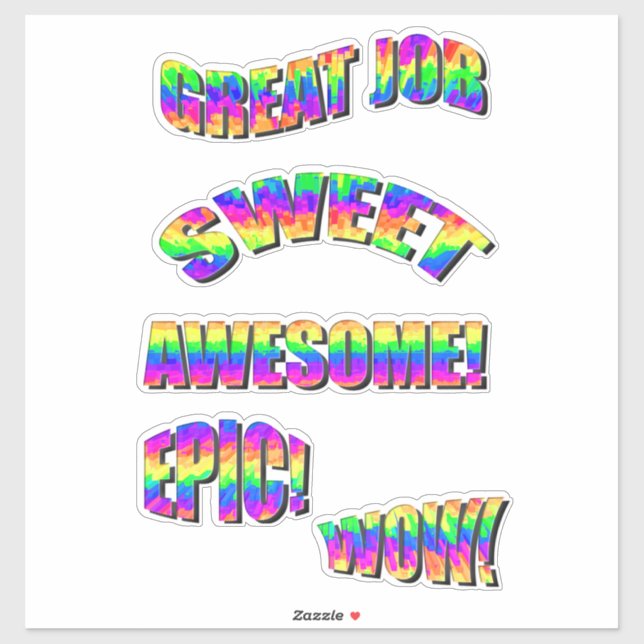 Sticker Fun Neon Encourageant Motivation Arc-en-ciel Mots (Feuille)