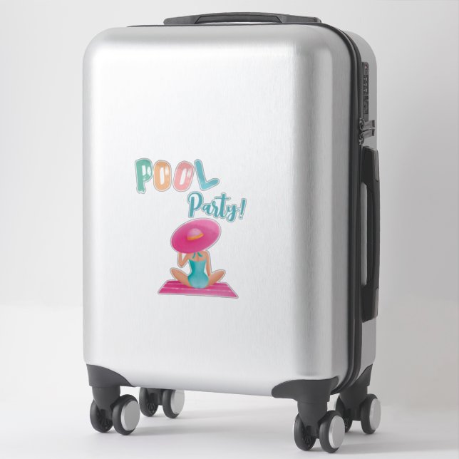Sticker Fun Summer Pool Party Watercolor Sweet 16 (Sur valise)