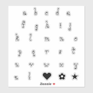 Sticker Fun Tourbillonnant noir alphabet de police lettres