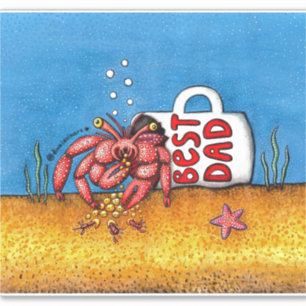 Sticker Funky Hermit Crab Fête des pères meilleur papa
