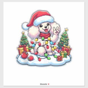 Sticker Funky Peace Poodé Lumières de Noël Femme Me