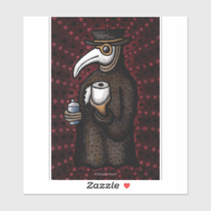 Sticker Funky Plague Doctor avec papier toilette
