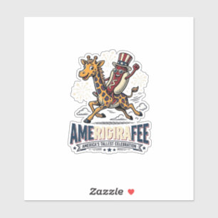 Sticker Funny Amerigiraffee Patriotique Giraffe Chemise Ho