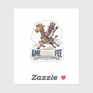 Sticker Funny Amerigiraffee Patriotique Giraffe Chemise Ho