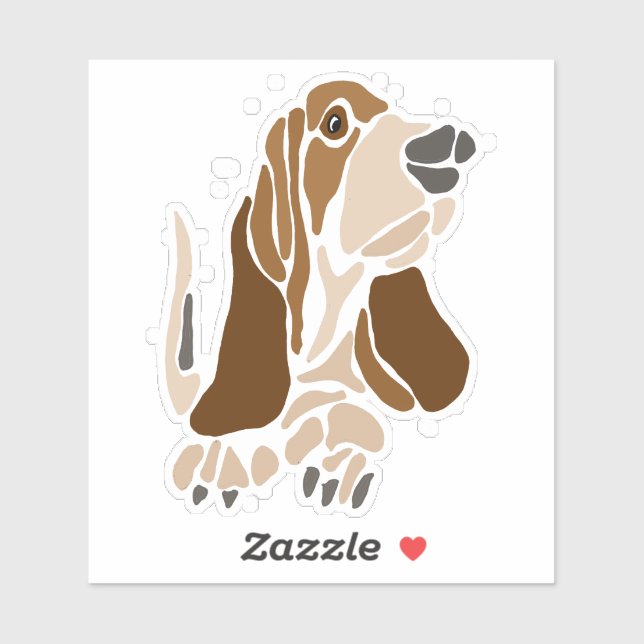 Sticker Funny Basset Hound Dog Art Abstrait (Feuille)