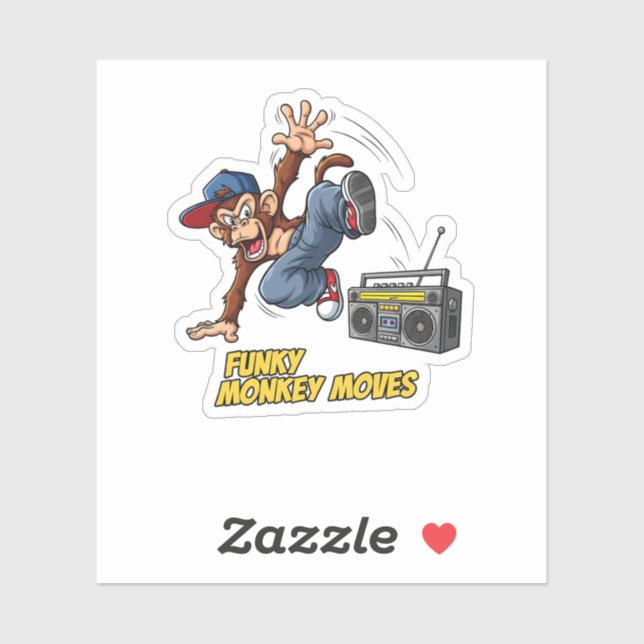 Sticker Funny Breakdance Monkey Hip-Hop Dance  (Feuille)