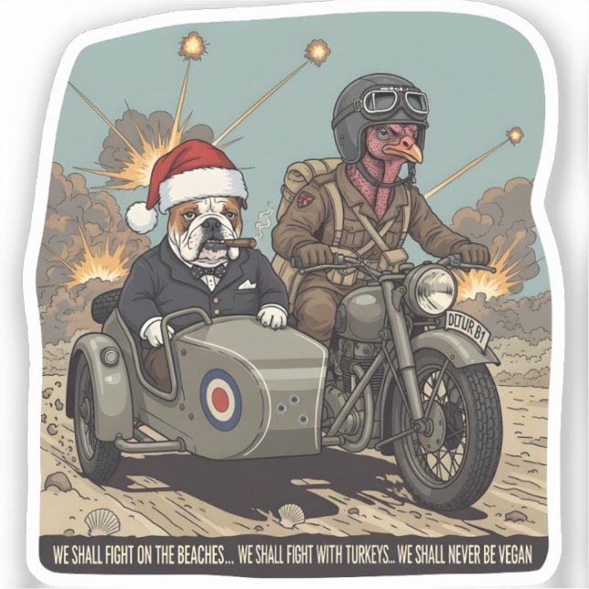 Sticker Funny British anti vegan Christmas (Recto)