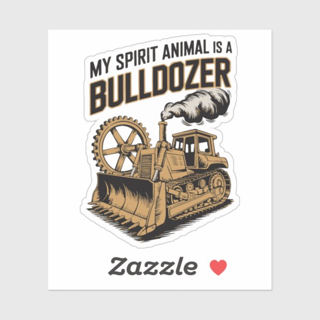 Sticker Funny Bulldozer Spirit Vintage Minimalist (Feuille)