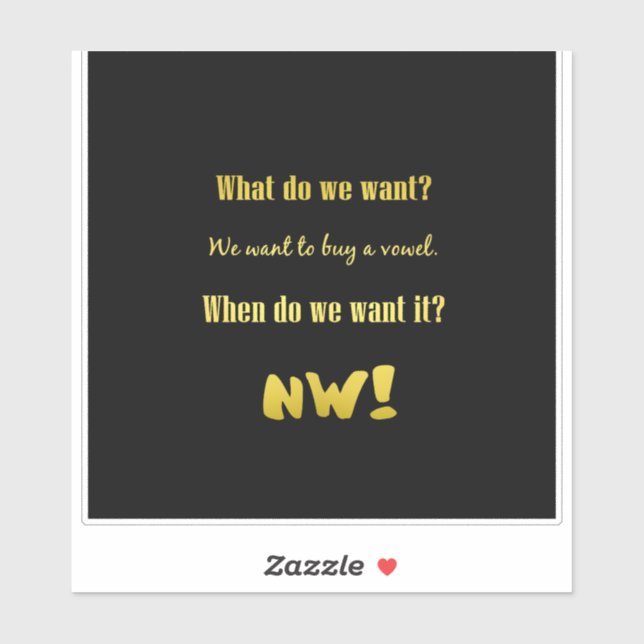 Sticker Funny Buy a Vowel — Now! (Feuille)