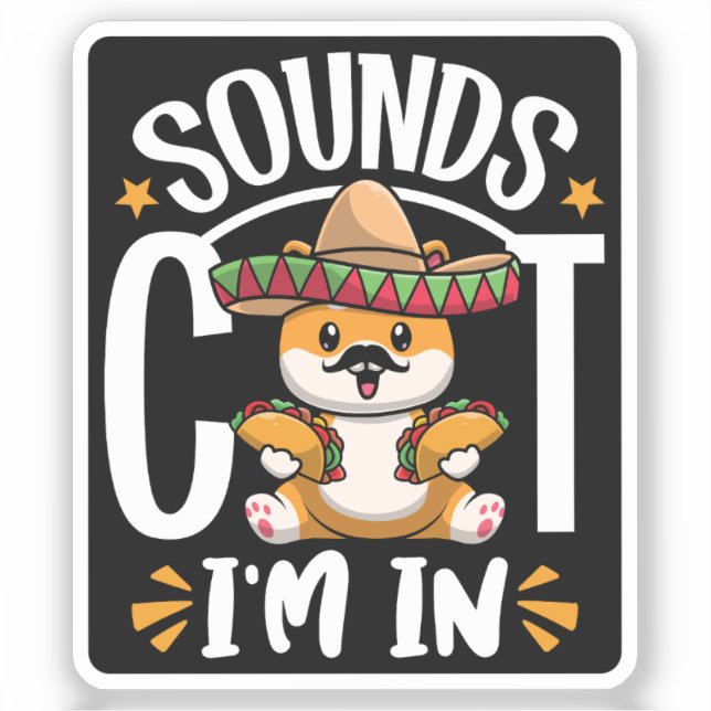 Sticker Funny Cat Cinco De Mayo Don Sombrero Tacos Lover (Recto)