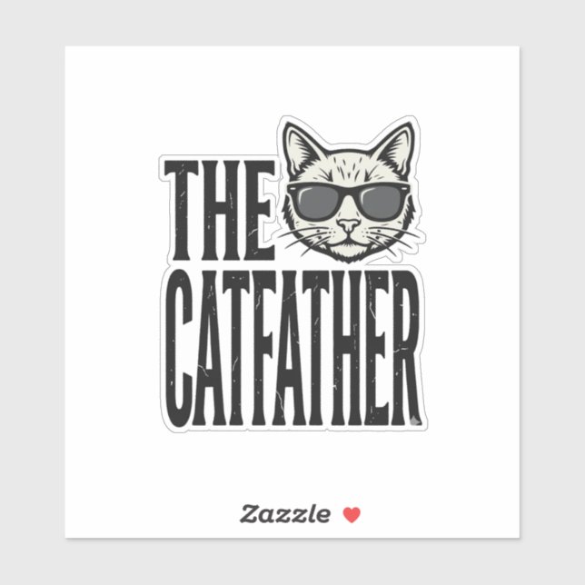Sticker Funny Catfather Vintage Cat Quote Graphic Shirt_1 (Feuille)