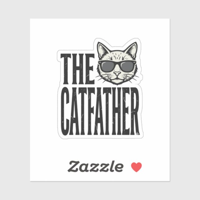 Sticker Funny Catfather Vintage Cat Quote Graphic Shirt_1 (Feuille)