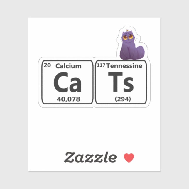 Sticker Funny Cats Periodic Table Elements Funny Science T (Feuille)