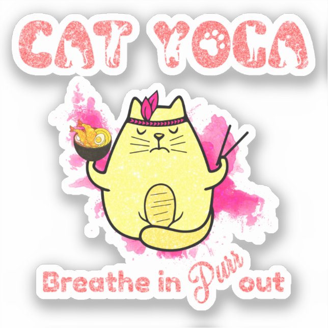 Sticker Funny Chat Yoga (Recto)