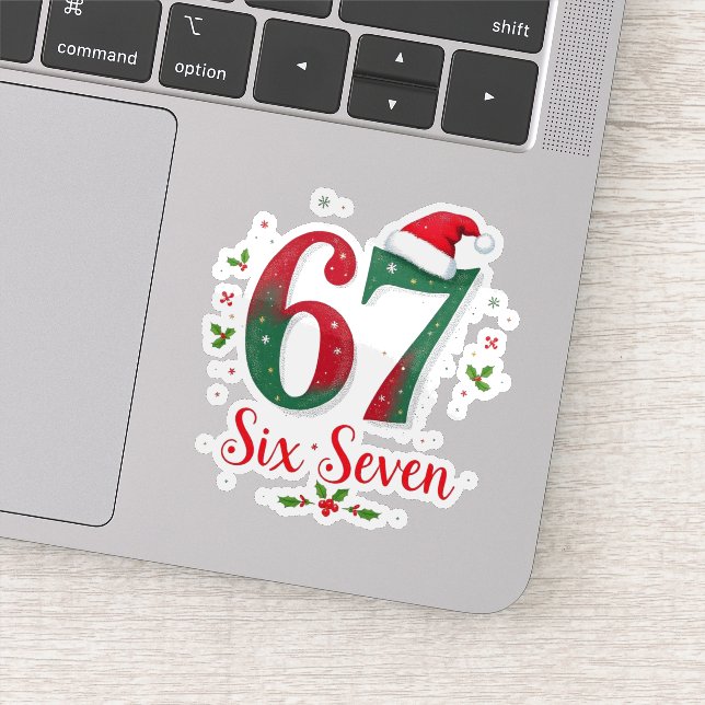 Sticker Funny Christmas Meme Six Seven 67 6 7 Holiday (Détail)