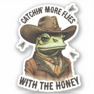 Sticker Funny cowboy grenouille mouche occidentale personn