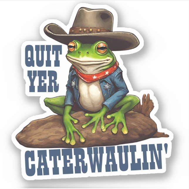 Sticker Funny cowboy grenouille western caterwaulin person (Devant)