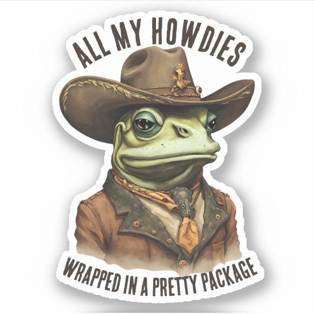 Sticker Funny cowboy grenouille western howdy personnalisé (Devant)