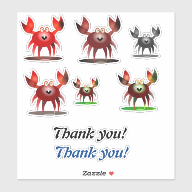 Sticker Funny crabs et Thank you (Feuille)