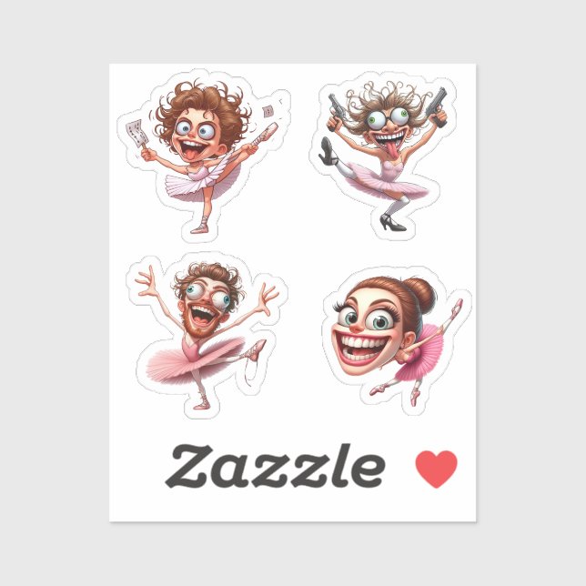 Sticker funny crazy caricature ballerina  (Feuille)