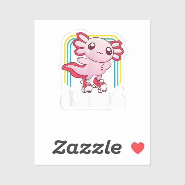 Sticker Funny Disco Roller Skate Axolotl Cute Salamander (Feuille)
