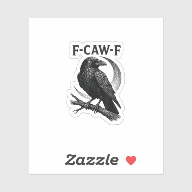 Sticker Funny F-Caw-F Crow Retro Graphic (Feuille)