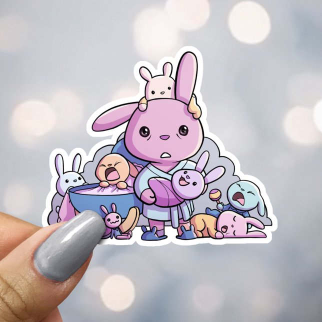 Sticker Funny Fatigué Parent de lapin à plusieurs ples (Créateur téléchargé)