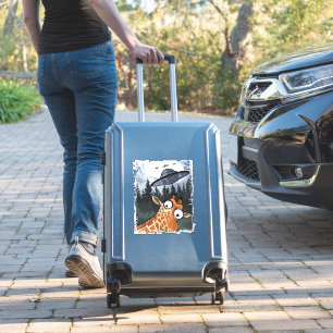 Sticker Funny Giraffe UFO Zoo Animal Weird Meme Graphique 