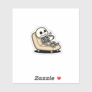 Sticker Funny Grim Reaper Drinking Coffee | "Dead Inside"