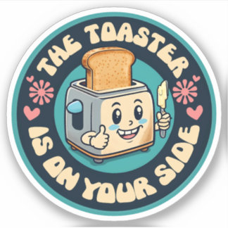 Sticker Funny groovy 60s hippie toaster thumbs up