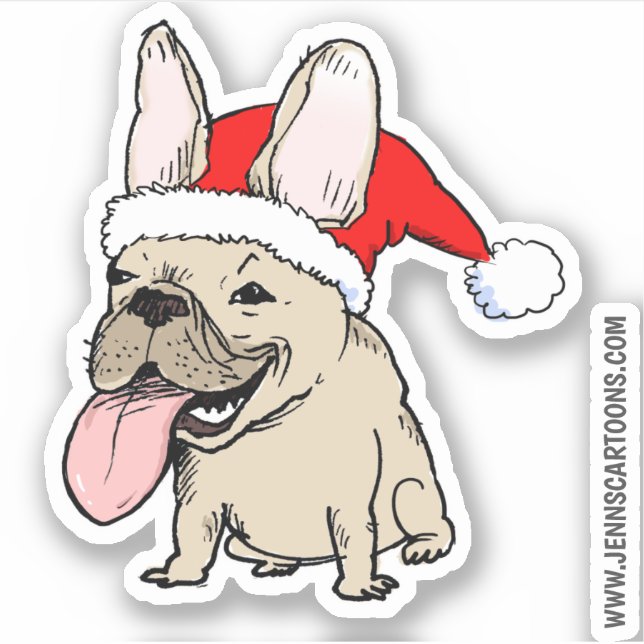 Sticker Funny Holiday French Bulldog Frenchie Clause (Devant)