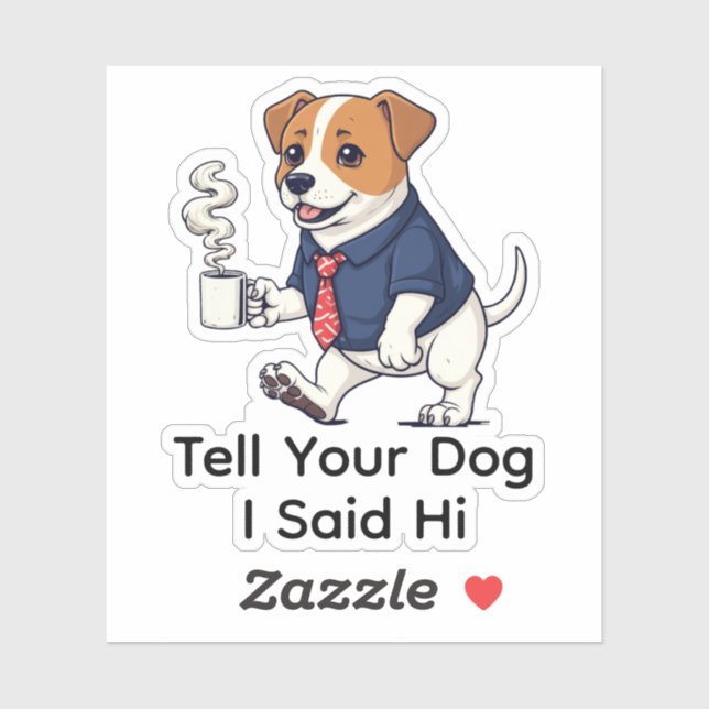 Sticker Funny Jack Russell Terrier Business Suit Coffee  (Feuille)
