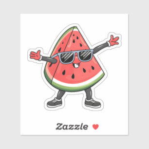 Sticker Funny Kawaii Watermelon souriant avec lunettes de