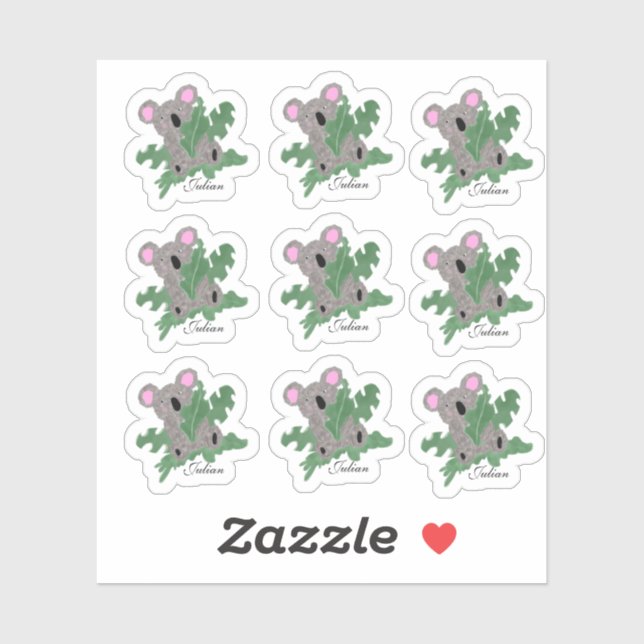 Sticker Funny Koala Holding des Plantes de Monstera (Feuille)