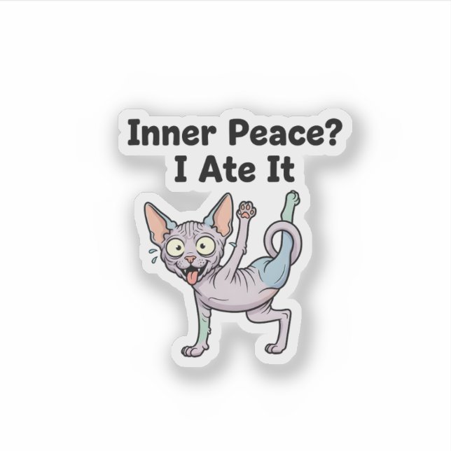 Sticker Funny Lavender Sphynx Cat Cartoon Art (Devant)