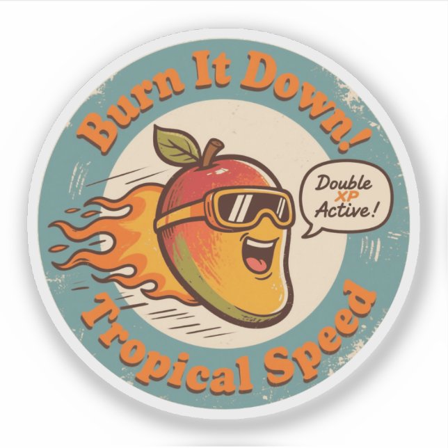 Sticker Funny Mango Racer Boost de Vitesse Tropical (Devant)