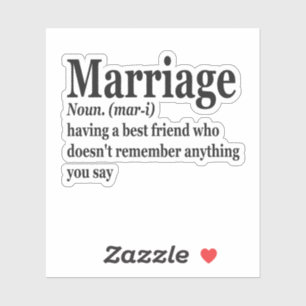 Sticker Funny Mariage Définition Couple Mari Femme Cadeau