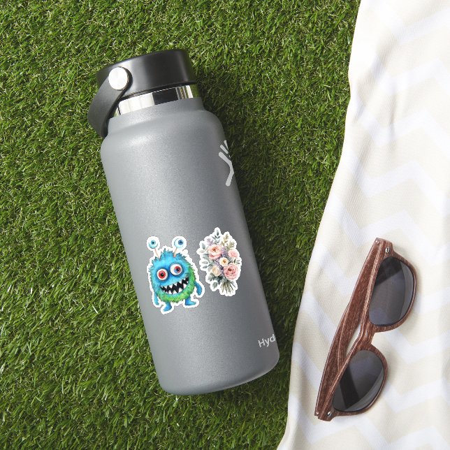 Sticker Funny monster, Flowers,  (HydroFlask Insitu)