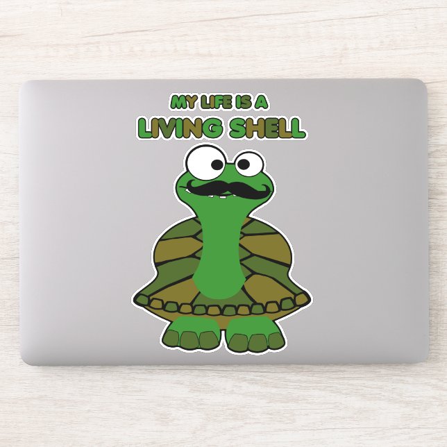 Sticker Funny Mustache Turtle Life is Living Shell (Ordinateur)