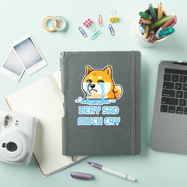 Sticker Funny pixel art Shiba Inu dog meme (Couverture iPad)